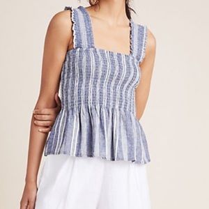 Anthropologie Maeve Striped Peplum Tank- Size XXS